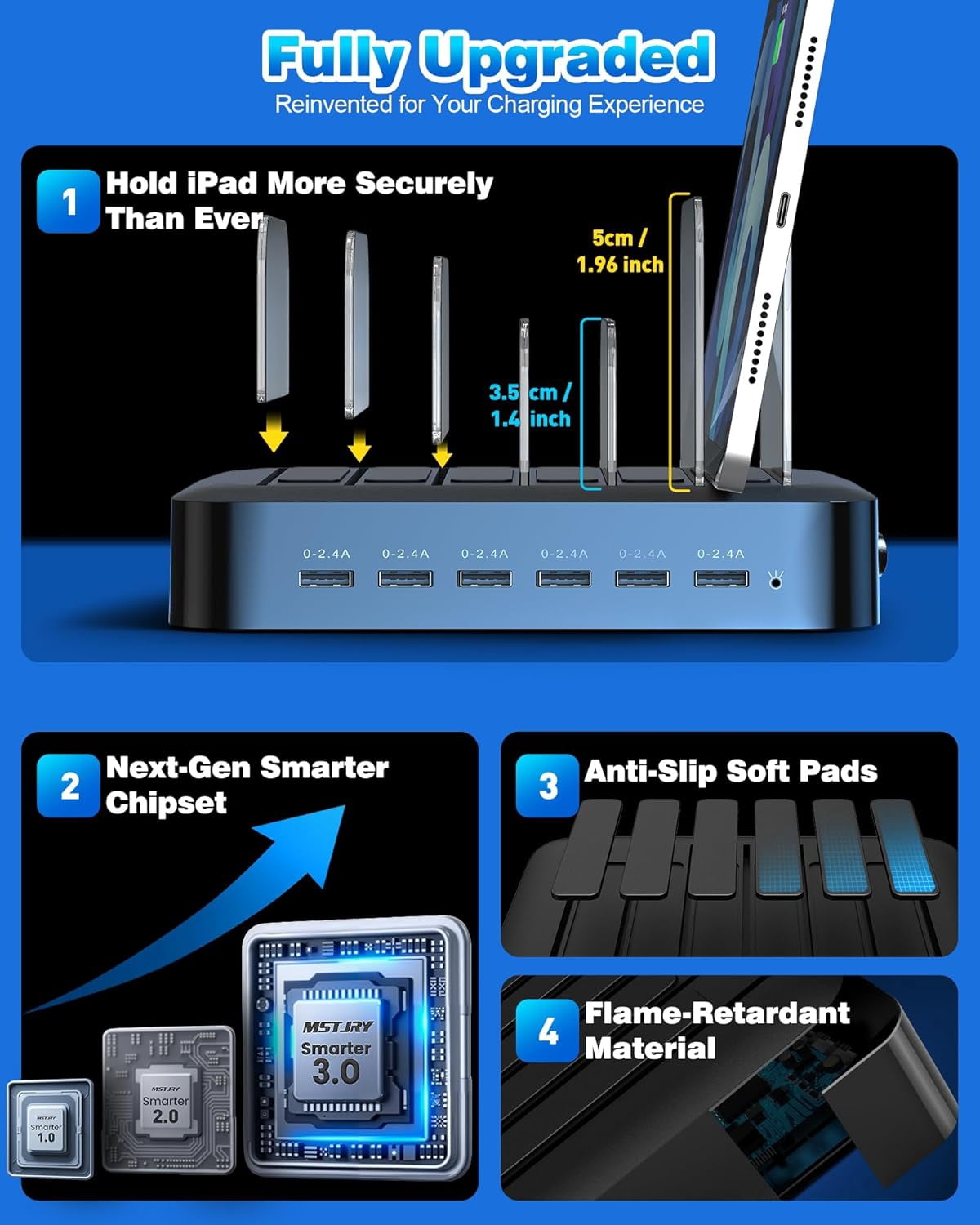 YUYAN-Charging Station for Multiple Devices : 6 Port USB Charger ...