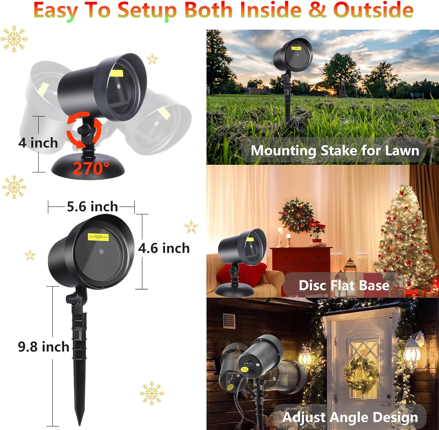 20-Pattern LED Christmas Laser Projector Light, Outdoor Snow Landscape Garden Lamp, Black Housing For Indoor/Outdoor Use