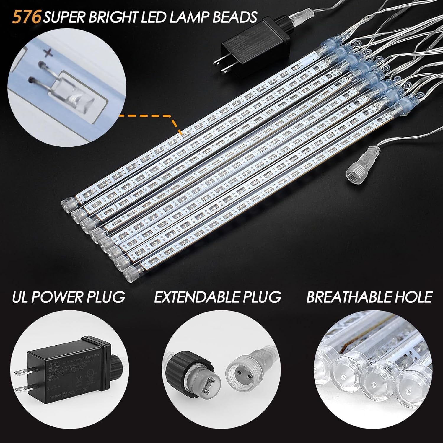 YUYAN-Christmas Lights Meteor Shower Rain Light Falling Rain Lights ...