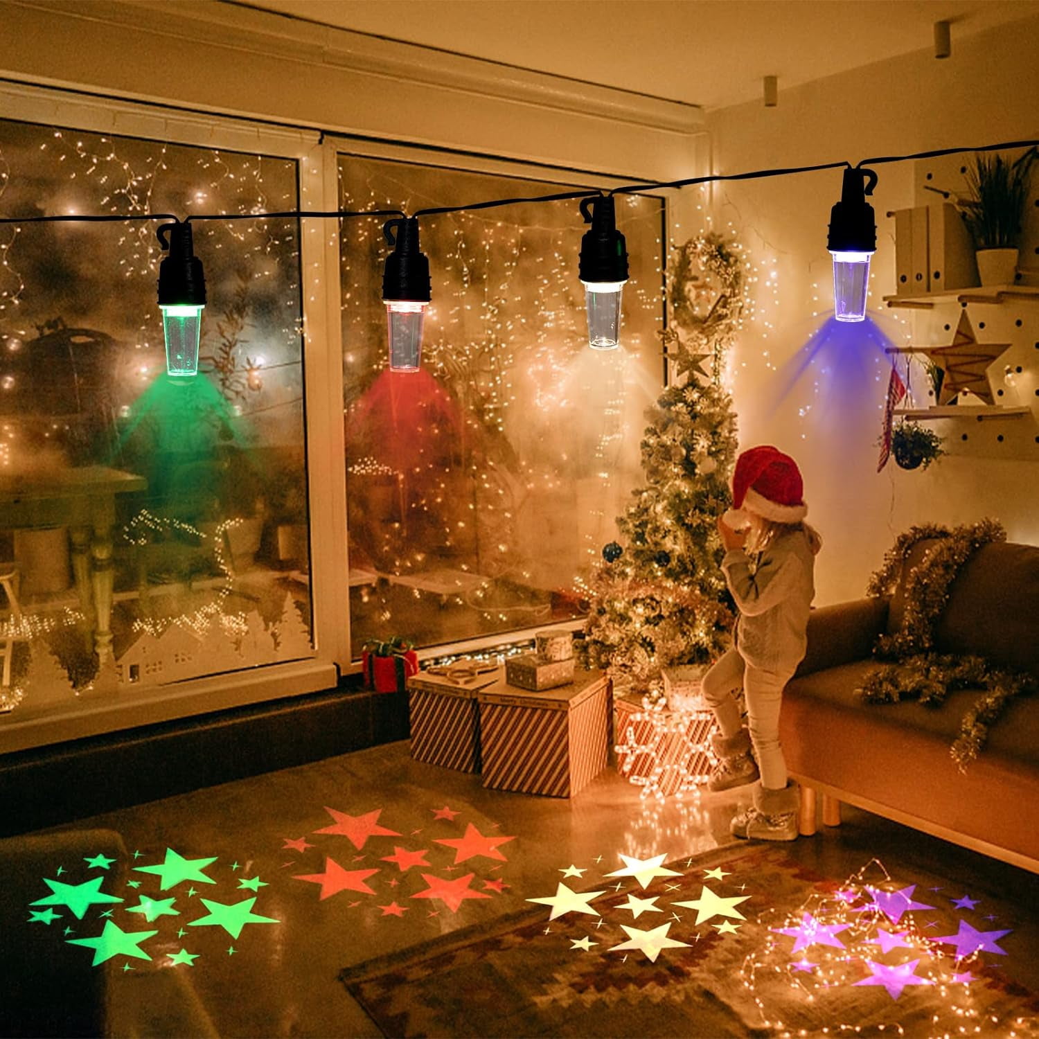 YUYAN-Christmas Star String Lights - 31.4FT Star Lights with 10 LEDs ...
