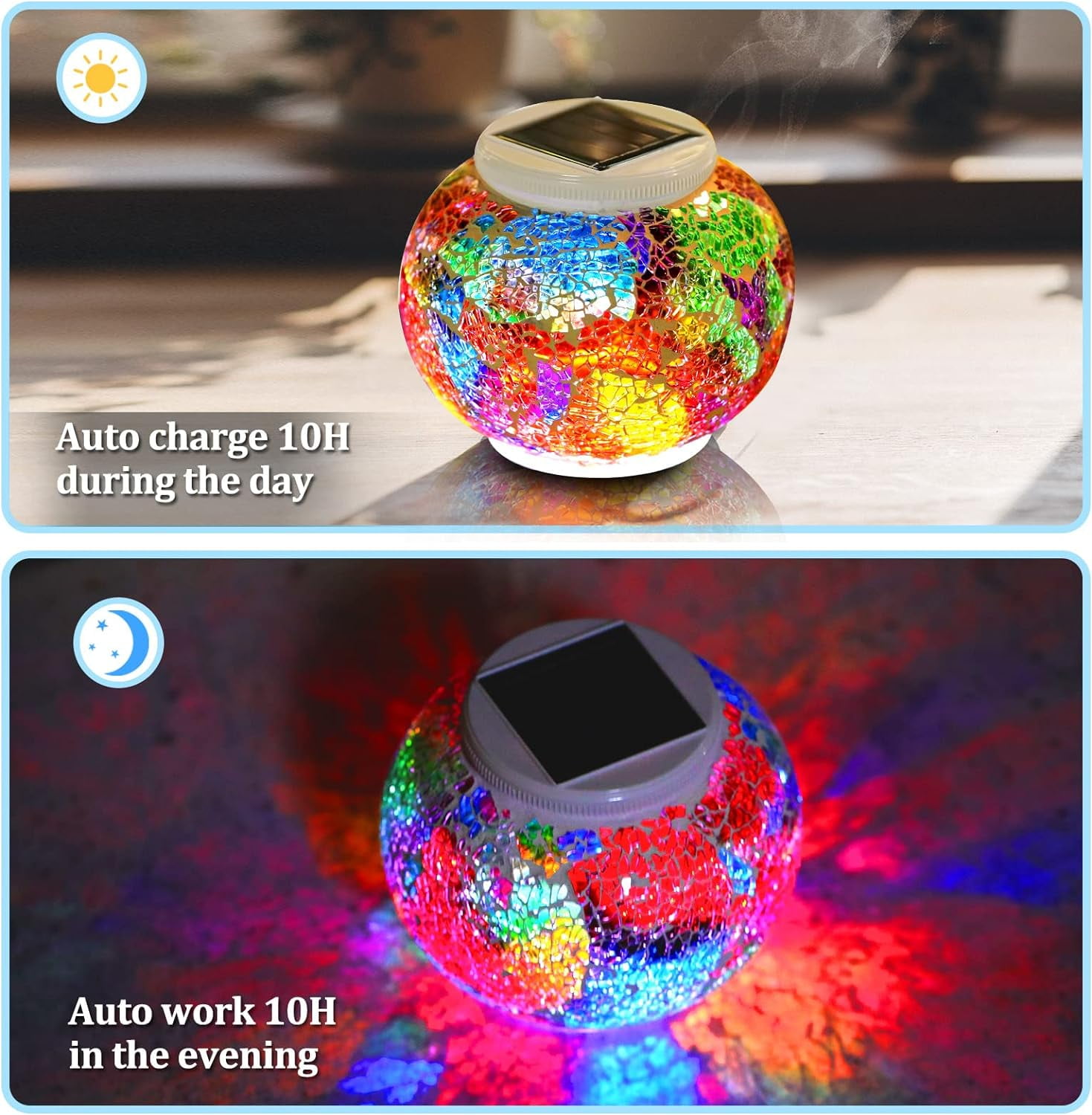 YUYAN-Color Changing Solar Powered Glass Ball Garden Lightsechargeable ...