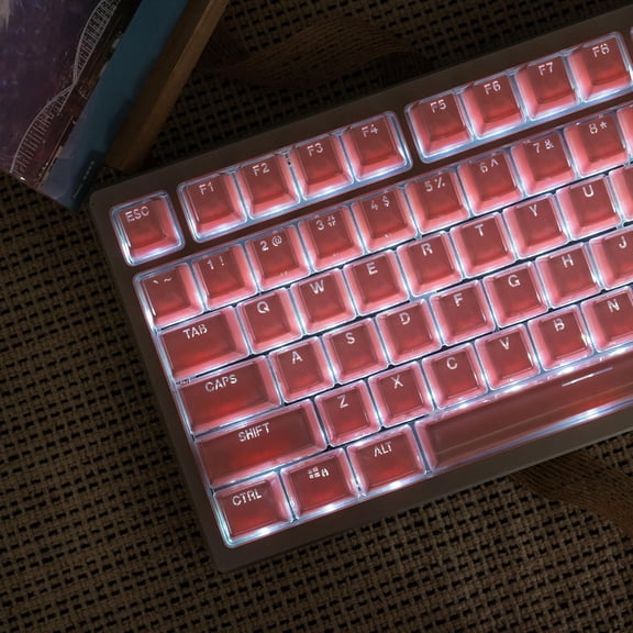 YUYAN-Crystal Jelly Keycaps, Translucent Keycaps 123Keys Set Custom KeyCap Set OEM Profile, Keyboard Key Caps for 100%,75%,65%60% Keyboard-Pink