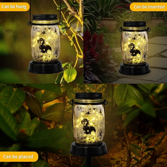 YUYAN-Decor Mobile Outdoor, Solar Waterproof Dachshund Lights, Gifts for Mom Women Grandma, Dog Lovers Gifts, Hanging Dachshund Lanterns with Stake for Yard Corridor Garden Decor