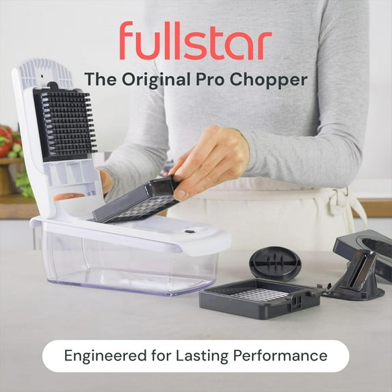 YUYAN-Fullstar The Original Pro Chopper - Vegetable Chopper and Spiralizer, Food Chopper with Container, Fruit Slicer, Kitchen Gadgets & Gifts, Home Essentials (4 in 1, White)