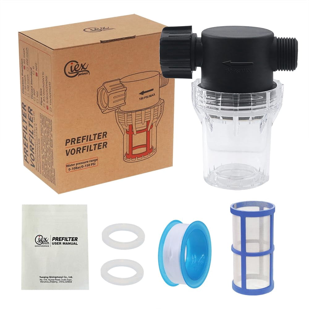 Semiment Filter Thread YUYAN-GIEX 100 Mesh Garden Hose Filter with Quick Connect, 3/4