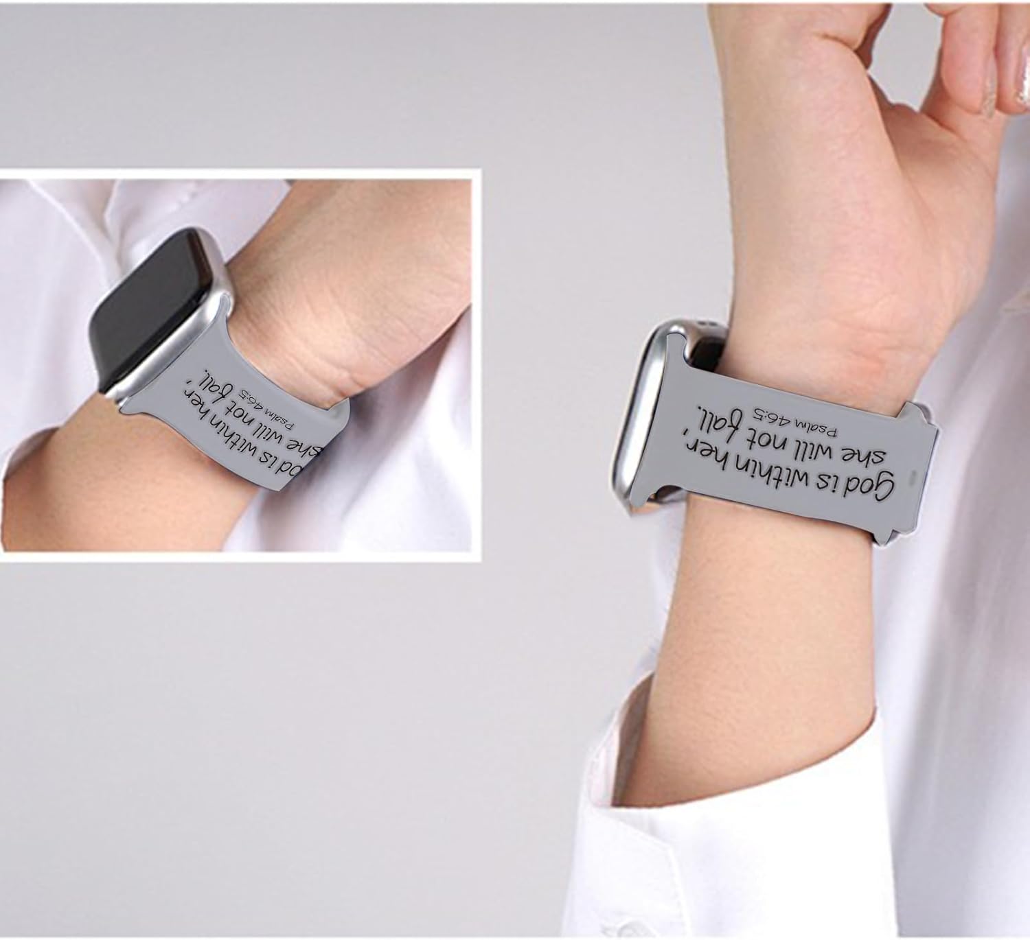 YUYAN-God In Her Heart Bible Watch Band Silicone Strap Engraved With ...