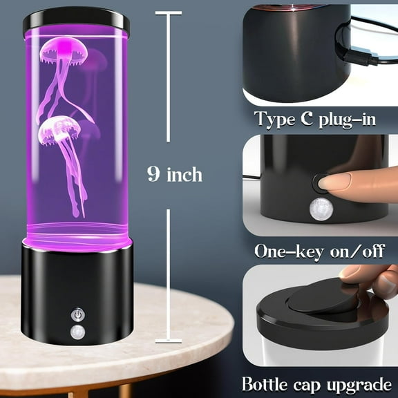YUYAN-Jellyfish Lamp - 16 Color Changing Lamps Novelty Night Light Mood Table Lamp, 4 Gradient Modes, Decorative Light for Rooms, Suitable for Parties, Holidays & Special Occasions