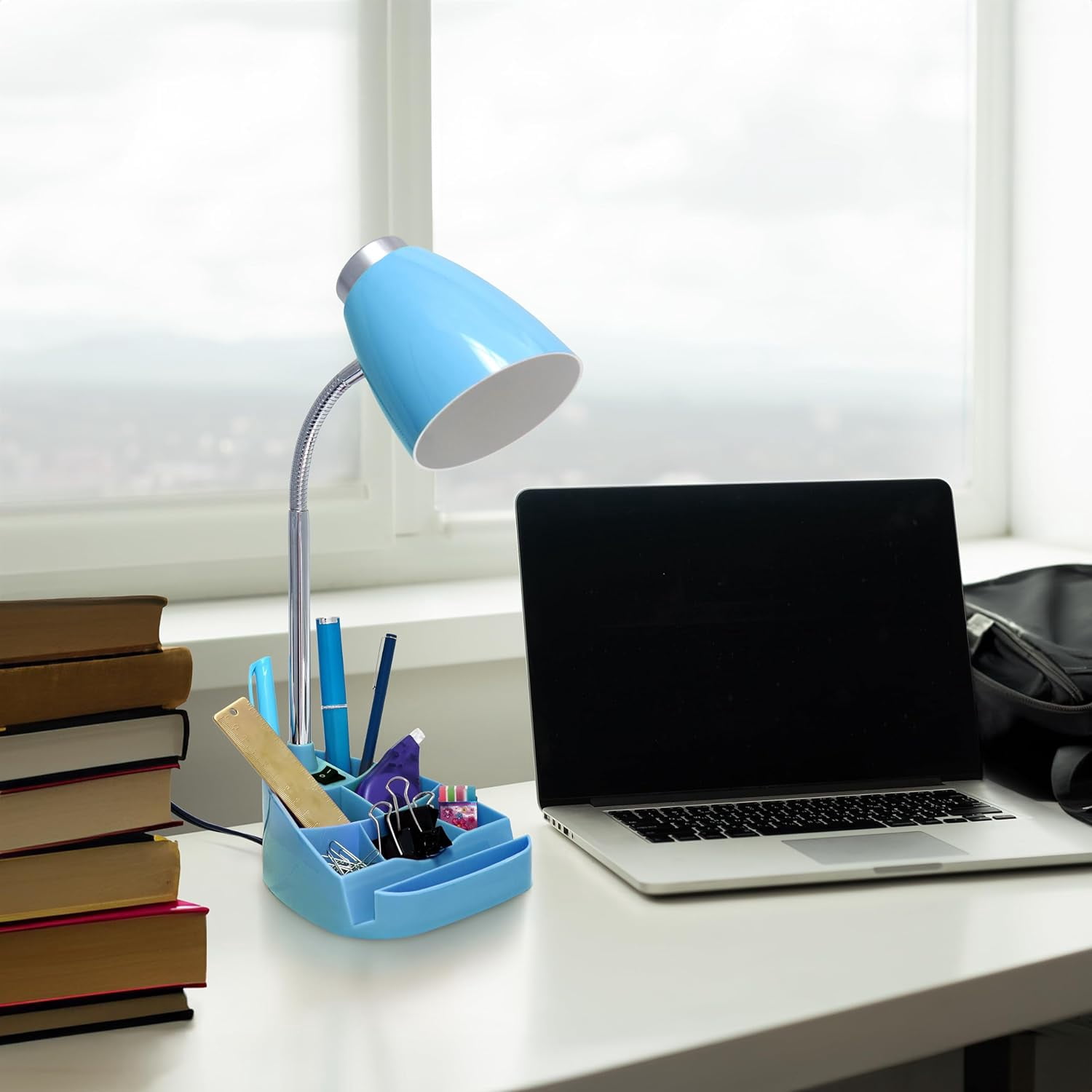 YUYAN-LD1067-BLU Compartmental Desk Lamp with iPhone/iPad/Tablet Stand ...