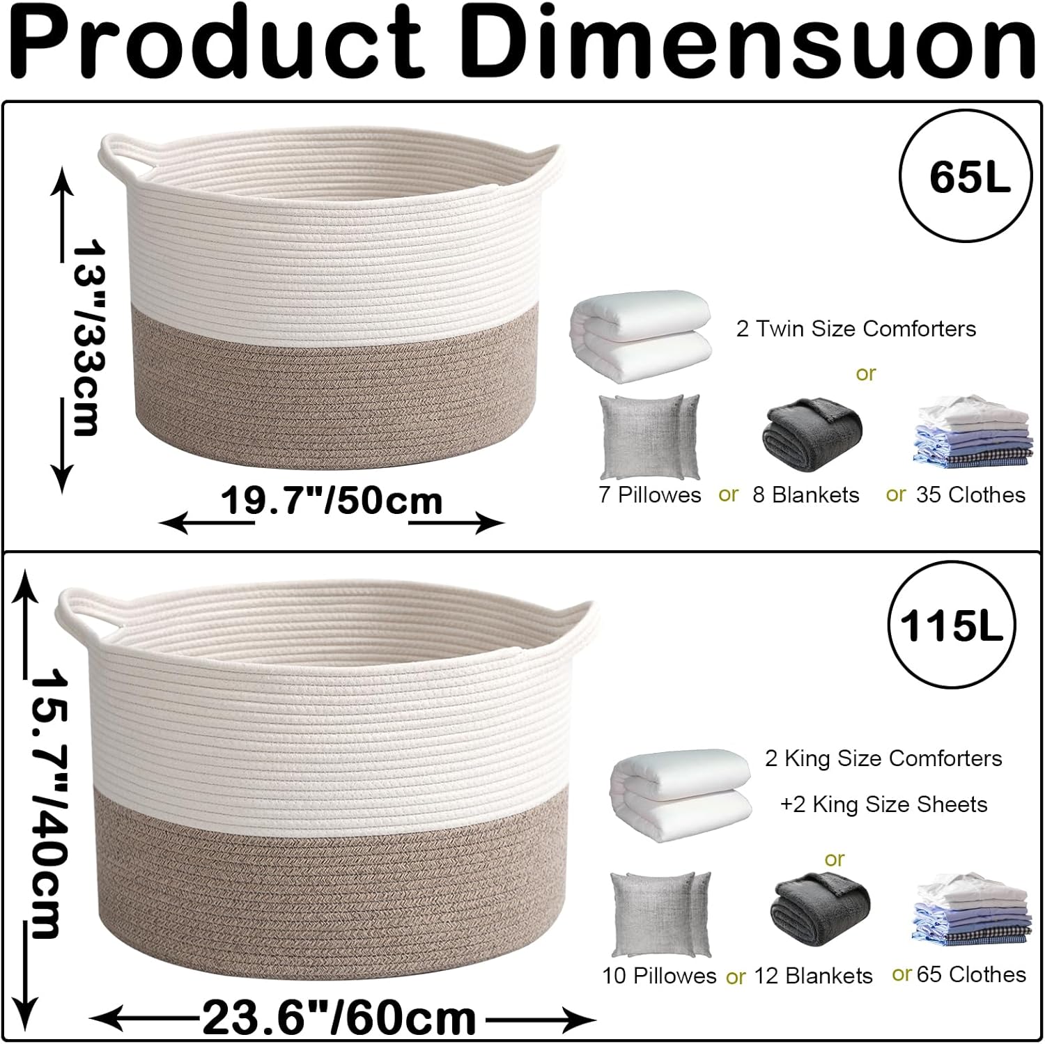 YUYAN-Large Blanket Basket for Organizing,115L Closet Organizers and ...