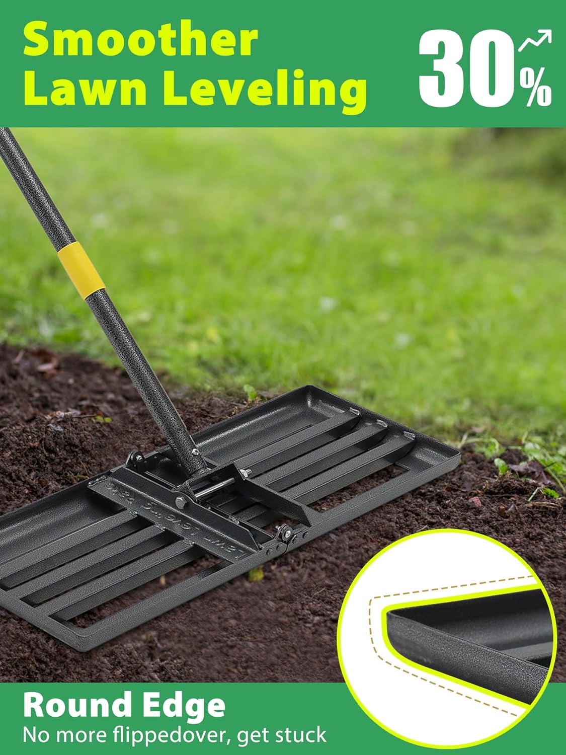 YUYAN-Lawn Leveling Rake Heavy Duty, 30x10 in Large Soil Leveling Rake ...