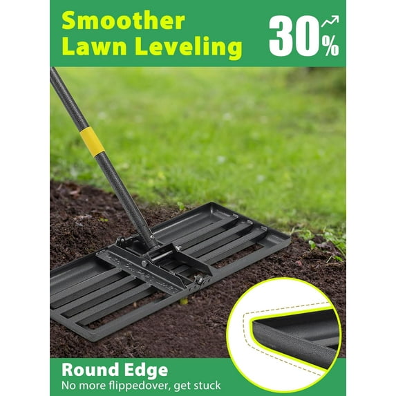 YUYAN-Lawn Leveling Rake Heavy Duty, 30x10 in Large Soil Leveling Rake ...