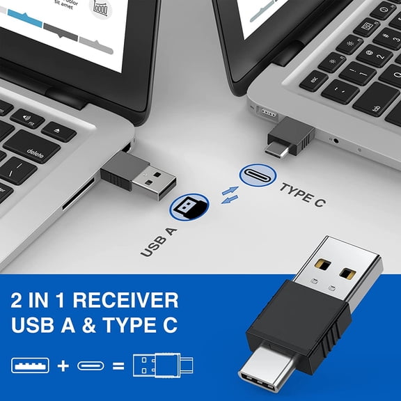 YUYAN-USB-A and USB-C Presentation Clicker with Air Mouse Control, Rechargeable Wireless Presenter Remote PPT Pointer RF 2.4GZ PowerPoint Clicker Slide Advancer for Mac Computer Laptop