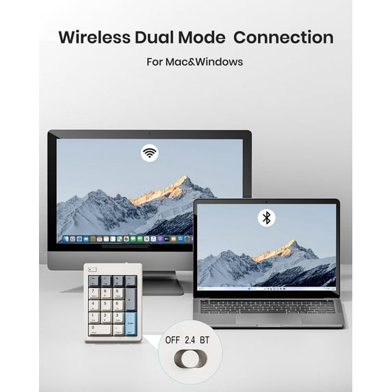 YUYAN-Wireless Mechanical Number Pad, Bluetooth 5.0&2.4G Wireless Dual ...