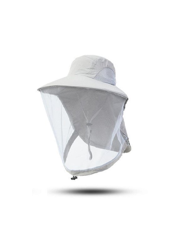 YUYQAQ Mosquito Head Net Hat, Sun Protection Hat with Hidden Netting for Beekeeping Hiking Men & Women, Fly & Bug Protection, for Camping, Hiking, Fishing, Gardening, Safari Outdoor Use