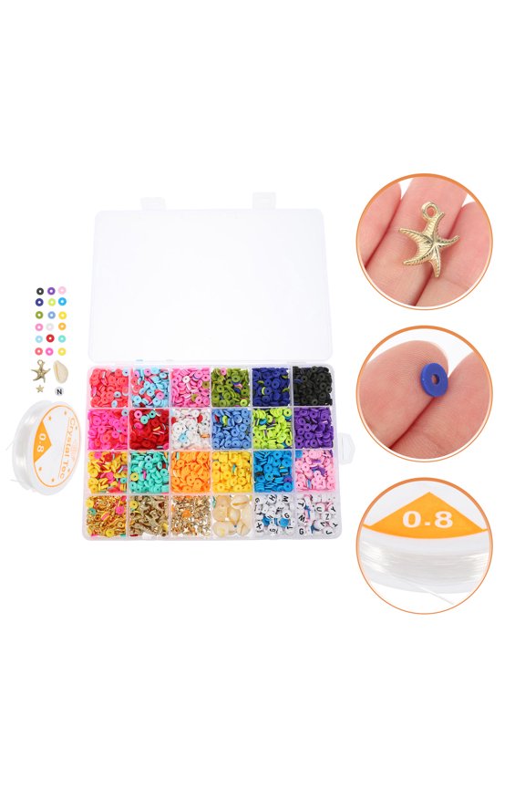 Assorted Color Flat Clay Beads, Soft Material, Ideal for DIY Bracelets and Necklaces, Craft Use