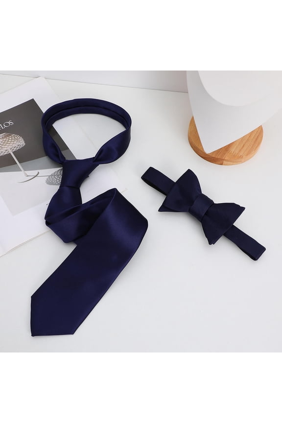 Men's Dark Blue Bowtie, Self-Tie, Polyester, Classic Style, Suitable for Any Occasion