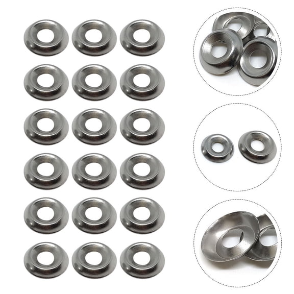 YUYUETIME 100Pcs Durable Plated Silver Stainless Steel Fixing Washers Bowl Shaped for Screws