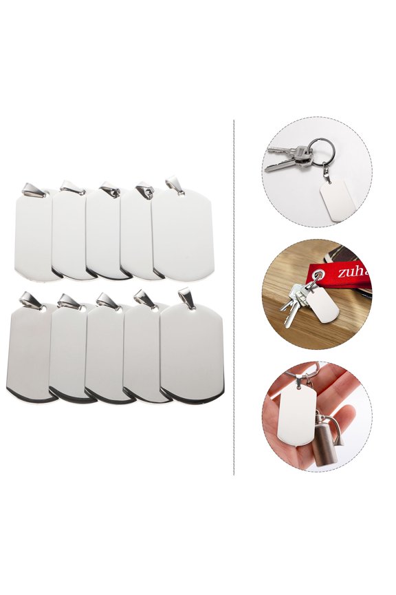 Mens Military Tag Pendant Titanium Steel for Decor 10Pcs