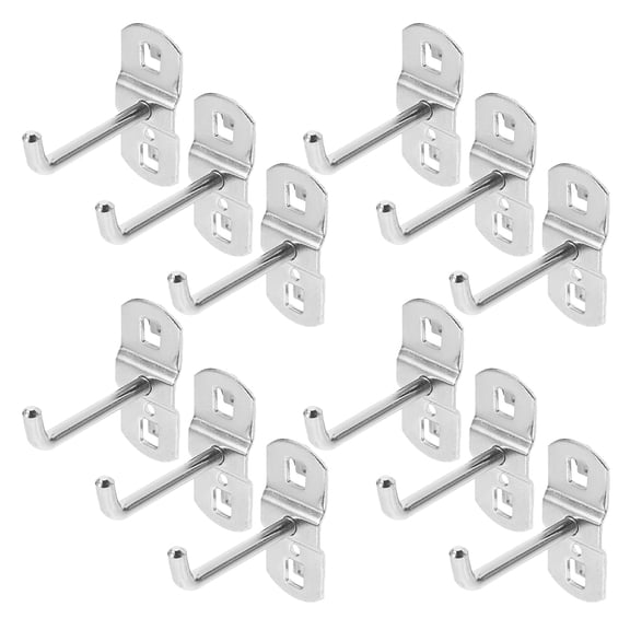 YUYUETIME 12Pcs Easy Install Plated Silver Pegboard Tool Hooks Heavy Duty Metal Organizers for Garage Use