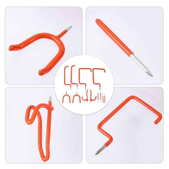 YUYUETIME Garage Tool Holder Orange Durable High-Strength Steel Hook Set 12Pcs