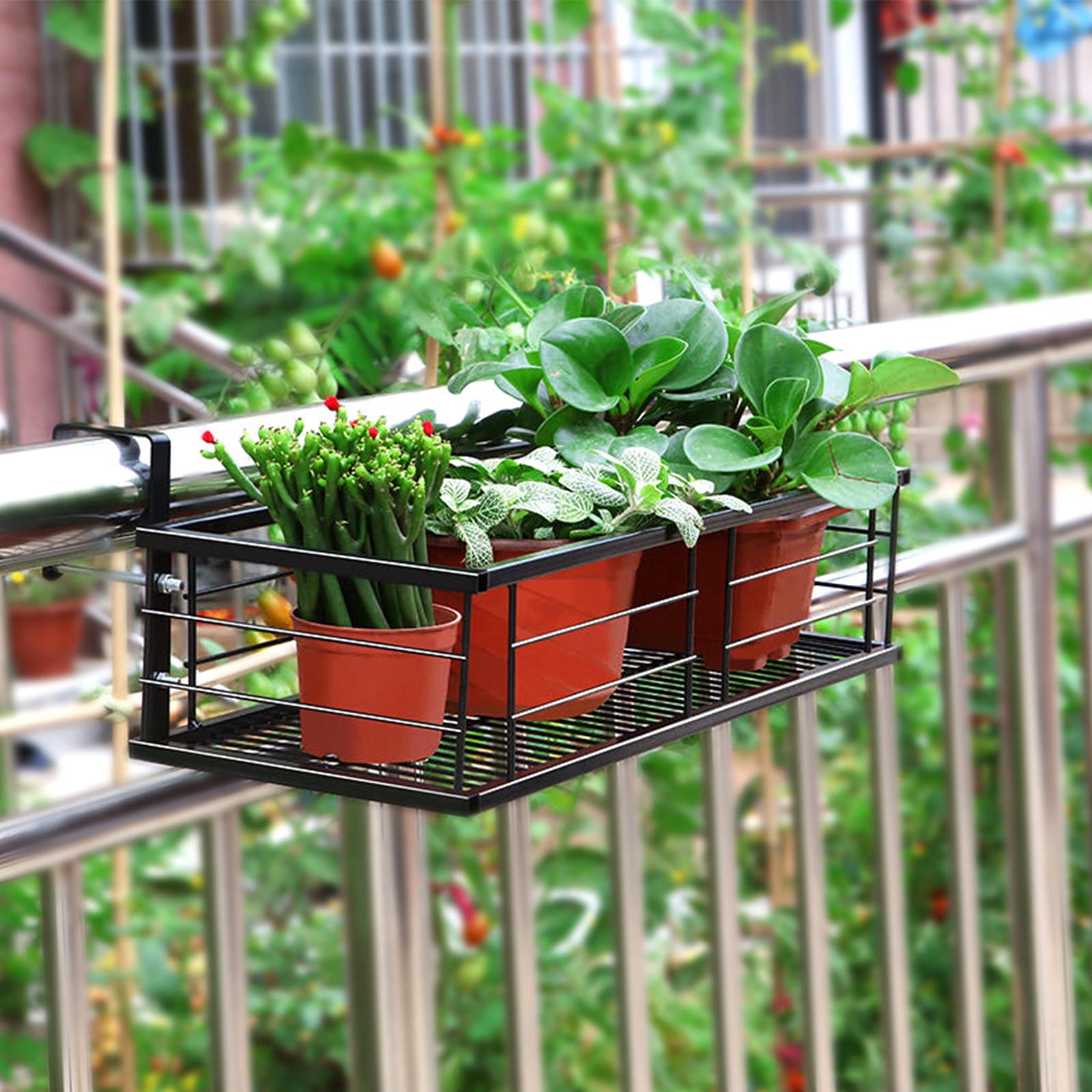 YUYUETIME 1Pack Flower Pot Rack for Railing Planter Holder 19.7x7.9in ...