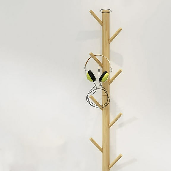 YUYUETIME 1Pack Wall Mounted Hanger Wooden Coat Rack In Light Yellow With Branch Design For Various Uses