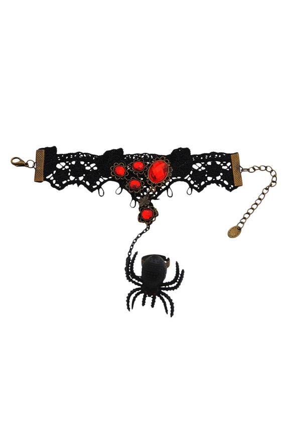 1Pc Bracelet Vintage Black Spider Web with Crystal Lace