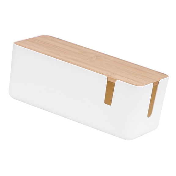 YUYUETIME Lidded Cord Box Cable Management Box White Plastic 1Pcs