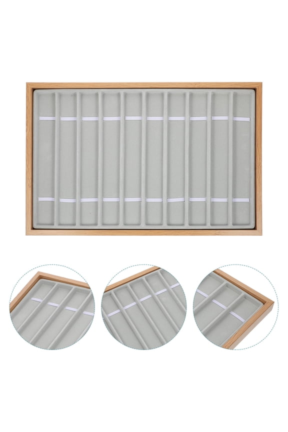 1Pcs Wooden Watch Storage Tray for Gifting 40.7X25.7CM Khaki