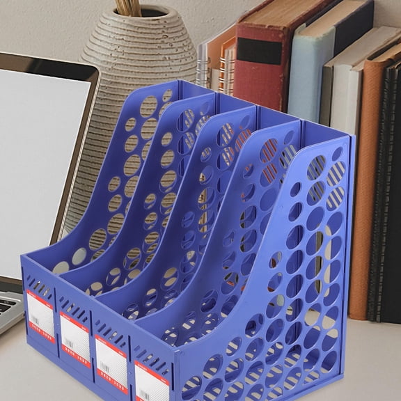 YUYUETIME 1Set Blue File Stand for Desktop Storage with Multi Grid Cubbyhole Organizer for Office Files