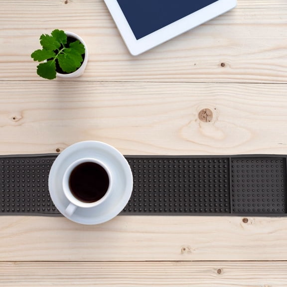 YUYUETIME 1Set Black Thick PVC Drying Mat Non Absorbent Sturdy Bar Service Spill Pad for Bars