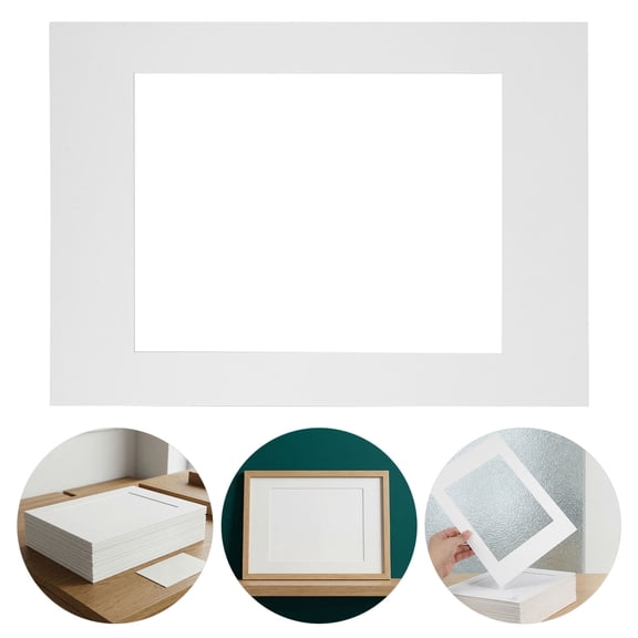 YUYUETIME 20pcs White Paper Picture Mat Board Insert Precut Window Mount