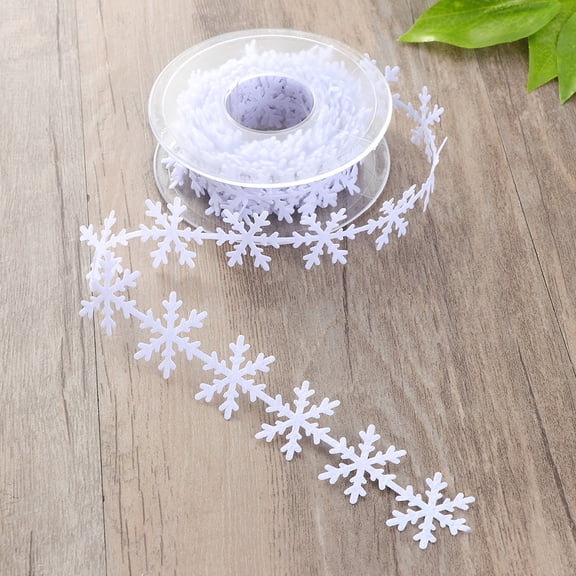 YUYUETIME Decorative White Snowflake Ribbon Roll for Christmas Tree and DIY Crafts