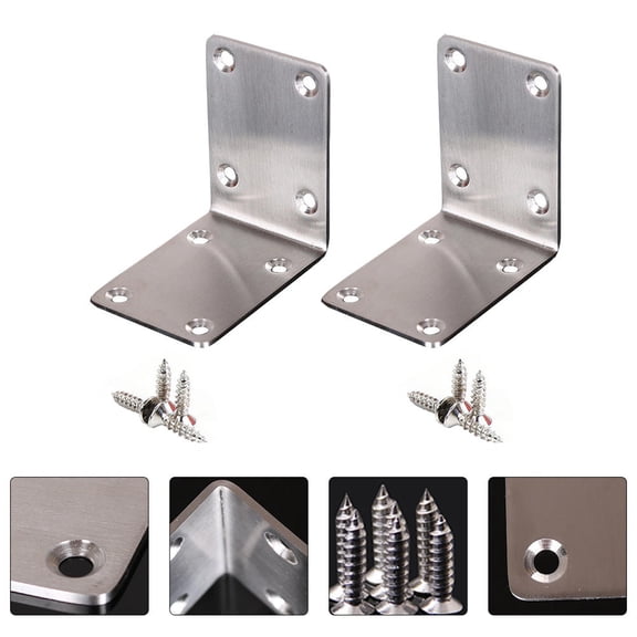 YUYUETIME 2Pcs Heavy Duty Corner Angle Brackets Stainless Steel L Shape Joint Fasteners for Furniture