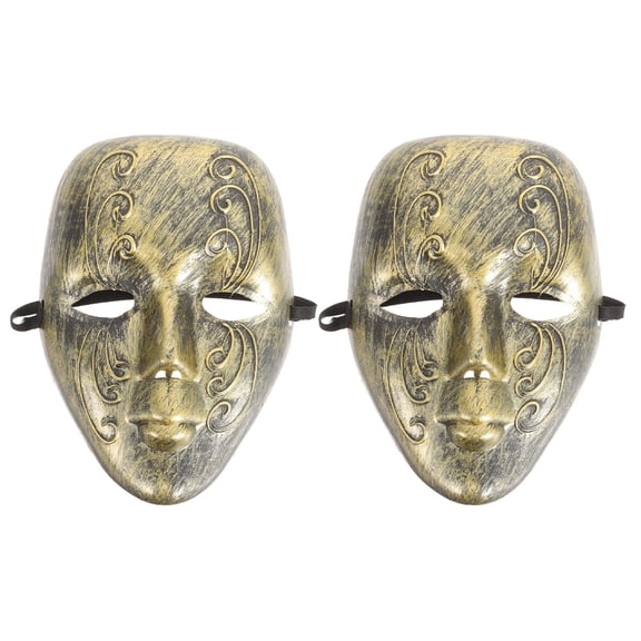 YUYUETIME 2Pcs Retro Golden Venetian Masquerade Masks for Costume Party and Wedding Decor