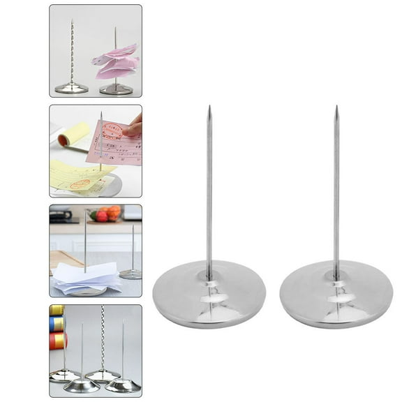 YUYUETIME 2Pcs Silver Stainless Steel Menu Fork Receipt Holder Spike for Restaurant Use 5.9x3in