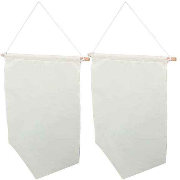 YUYUETIME 2Pcs Beige Canvas Garden Flags Waterproof and Easy to Hang with Wooden Pole for Garden and Patio Decor