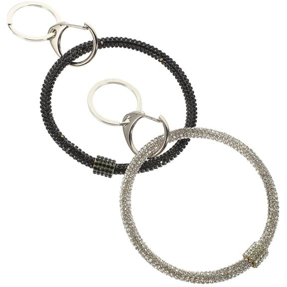 YUYUETIME Bling Rhinestone Keychain Bracelet Durable Decorative Accessory 2Pcs