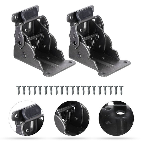 YUYUETIME 2Pcs Black Support Hinges with Positive Lock for Folding Furniture Legs and Table Use