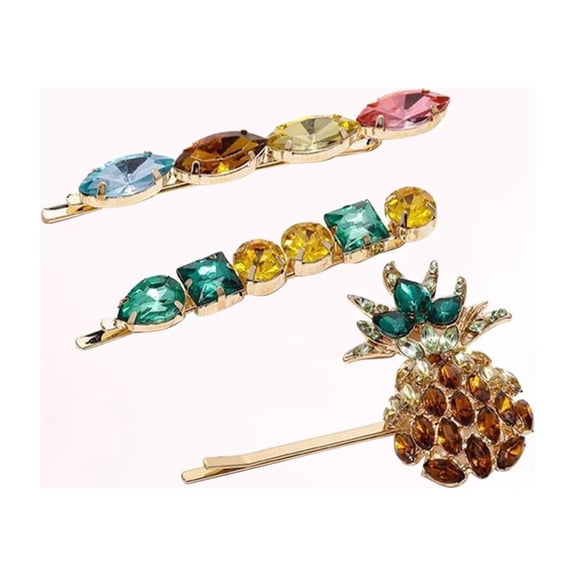 YUYUETIME Pineapple Hairpin Assorted Color Acrylic Easy to Clip for Decoration 3Pcs