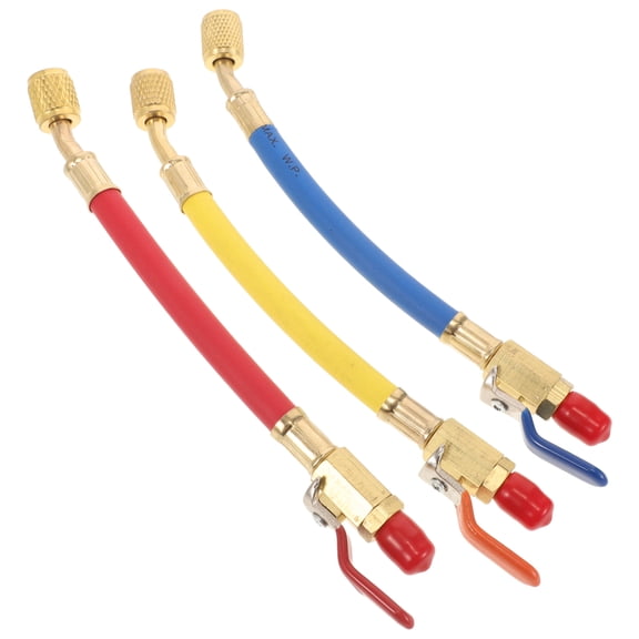 YUYUETIME 3Pcs Hvac Refrigerant Charging Hose Set with Ball Valves in Red Yellow Blue