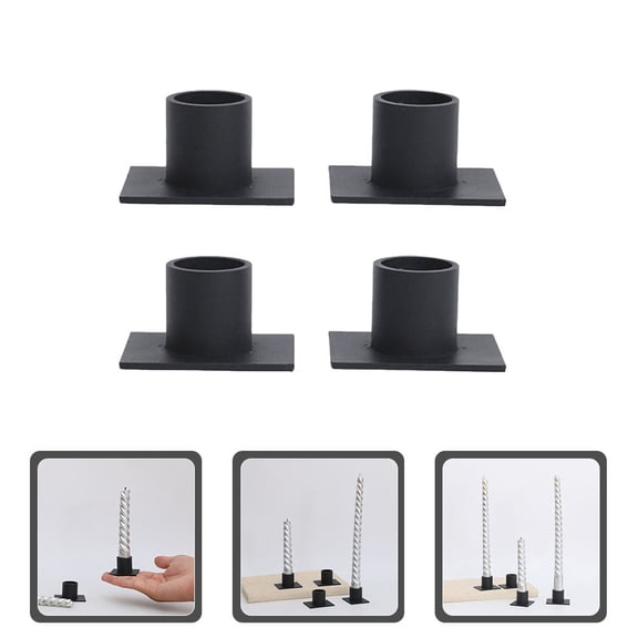 YUYUETIME 4Pcs Iron Art Candlestick Black Candleholder for Home Decoration with Metallic Luster