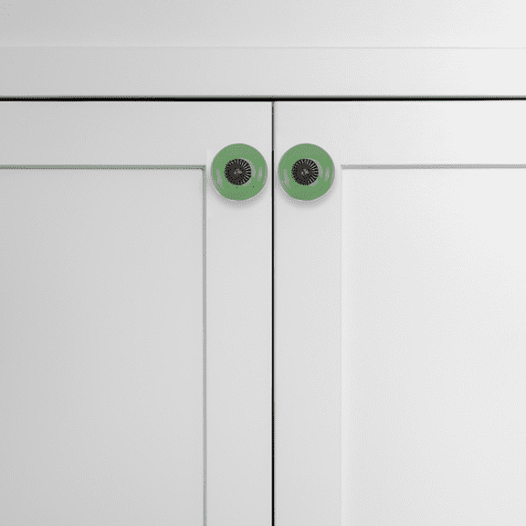 YUYUETIME Round Green Ceramic Door Knobs Durable for House Decoration 5Pcs