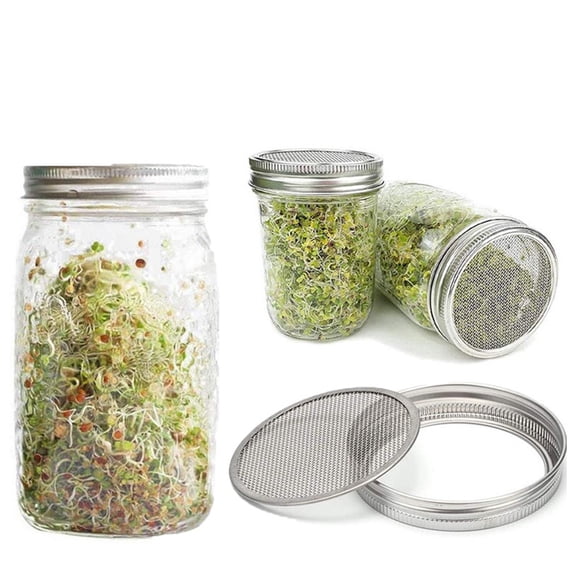 YUYUETIME 5Pcs Canning Lids Sprouting Lid Stainless Steel Round Ventilation For Mason Jar Beginners