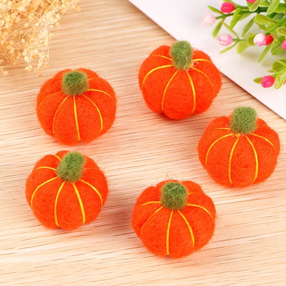 YUYUETIME 6Pcs Orange Felt Pumpkin Pendant Gar Wool Balls for Festive Decoration