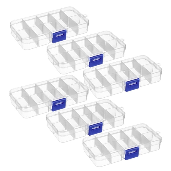 YUYUETIME 6Pcs Portable Plastic Organizer Box for Beads and DIY Craft Supplies Small Screw Organizer