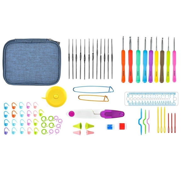 YUYUETIME Crochet Needles For Crocheting Yarn Pink Plastic 72pcs Kit For Beginners
