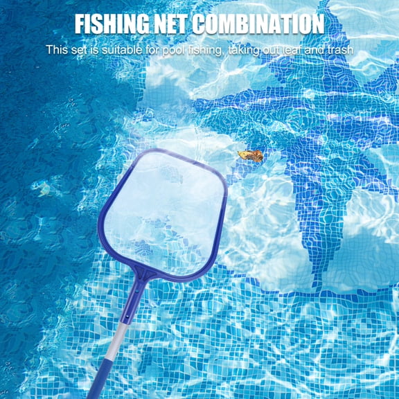 YUYUETIME 1Set Durable Pool Net Rake Sky Blue with Two Size Nets for Pool Surface Debris Removal