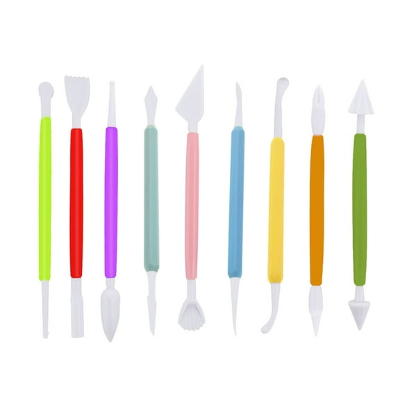 YUYUETIME 9Pcs Fondant Decorating Tools Cake Shaping Tool Set Assorted Color ABS PP