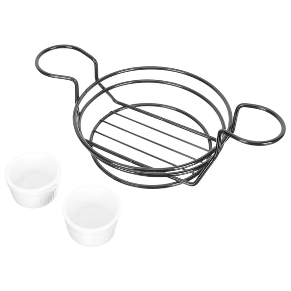 YUYUETIME Black round Iron Fried Chips Basket with Saucers for Serving